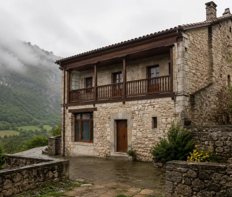 Casona de piedra rehabilitada en un pueblo de Las Merindades, norte de Burgos